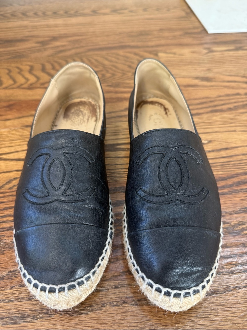 Chanel Black Leather Espadrilles size 37